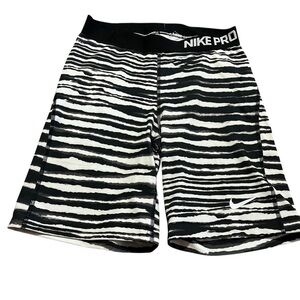 Nike Pro Compression Shorts Women's Size Medium Black White Zebra Athletic